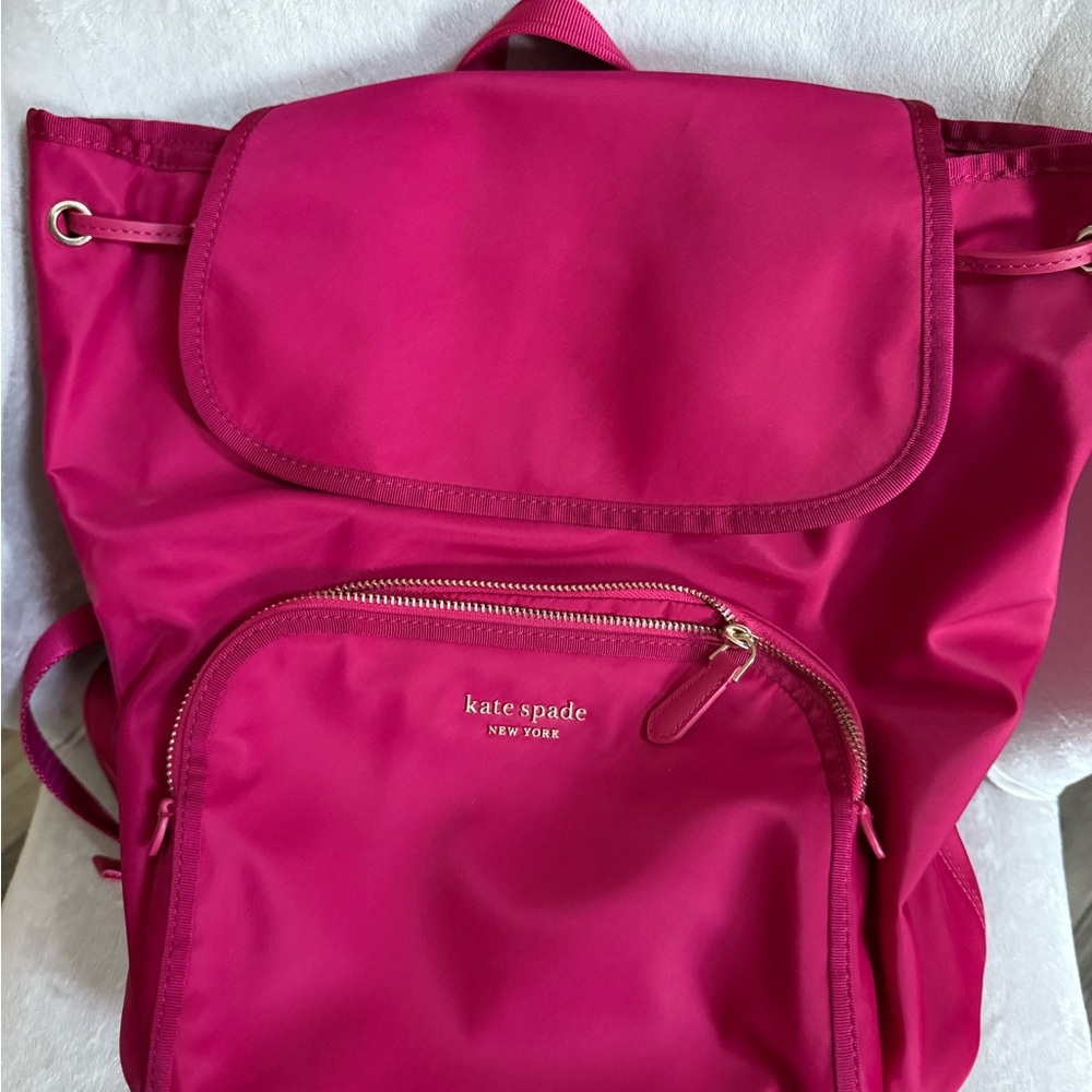 Kate Spade Pink Nylon Backpack with Gold Hardware